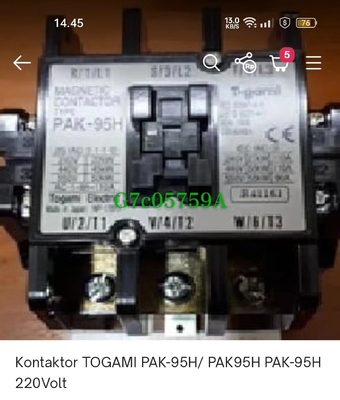 Hitachi screw compressor maintenance accessories  togami contactor pak-95h G7C05759A